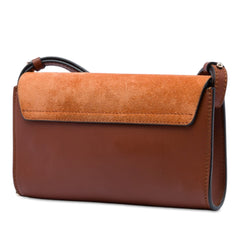 Mini Calfskin and Suede Faye Chain Crossbody Brown - Lab Luxury Resale