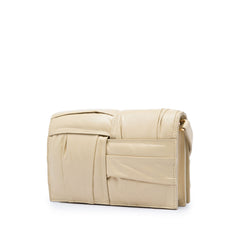 Mini Calfskin Intrecciato Pleated Cassette Crossbody Beige - Lab Luxury Resale
