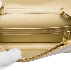 Mini Calfskin Intrecciato Pleated Cassette Crossbody Beige - Lab Luxury Resale