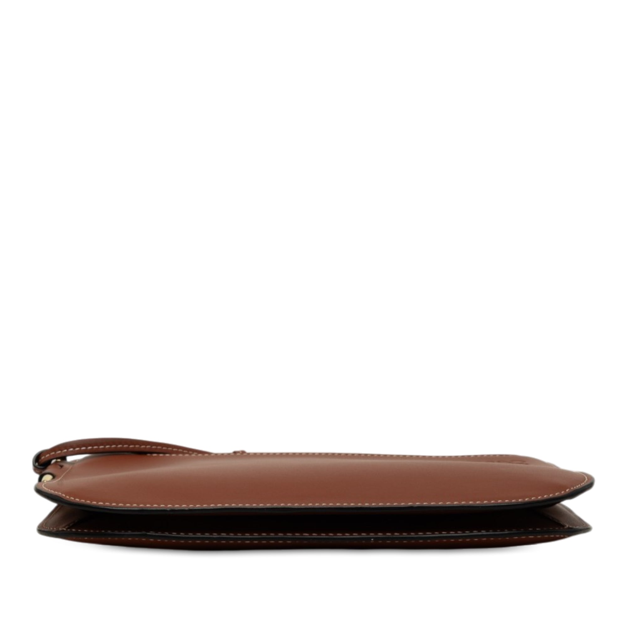 Leather Gate Double Zip Pouch Brown - Lab Luxury Resale