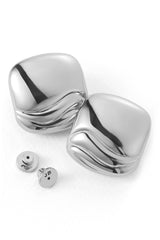 Jenny Bird Rue Statement Button Earrings Silver NEW