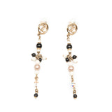 Pre-Owned Chanel Gold Plated CC Faux Pearl Beads Drop Push Back Earrings