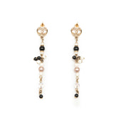 Gold Plated CC Faux Pearl Beads Drop Push Back Earrings Gold - Lab Luxury Resale