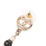Gold Plated CC Faux Pearl Beads Drop Push Back Earrings Gold - Lab Luxury Resale