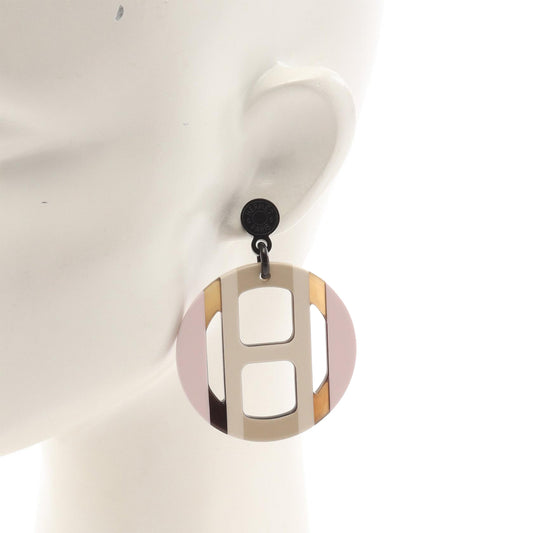 Buffalo Horn H Equipe Push Backs Earrings Brown - Lab Luxury Resale