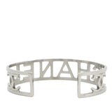 Silver Plated Cutout Logo Cuff Bracelet Silver - Lab Luxury Resale