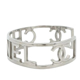 Silver Plated Cutout Logo Cuff Bracelet Silver - Lab Luxury Resale