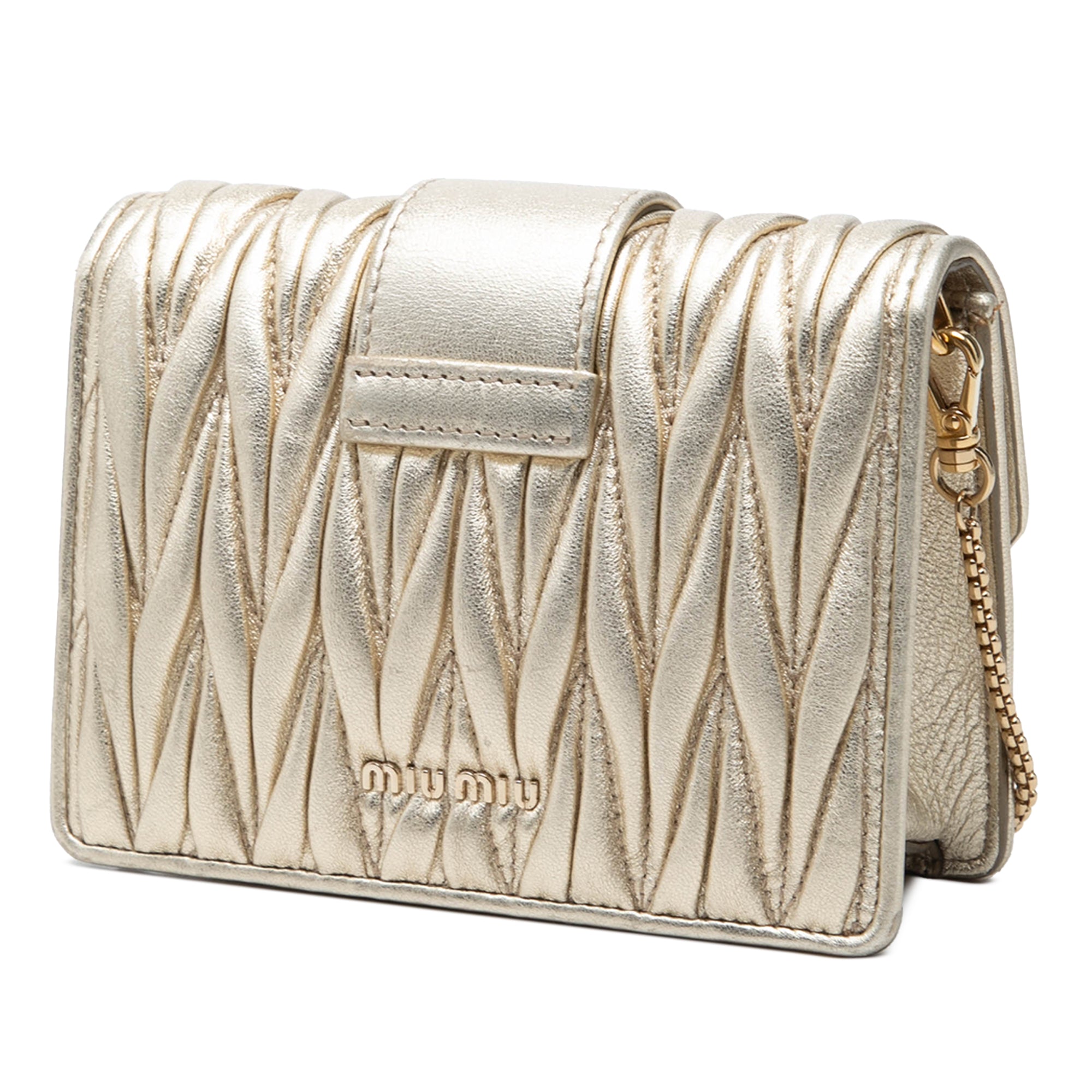 Mini Matelasse Metallic Nappa Crystal Embellished Crossbody Gold - Lab Luxury Resale