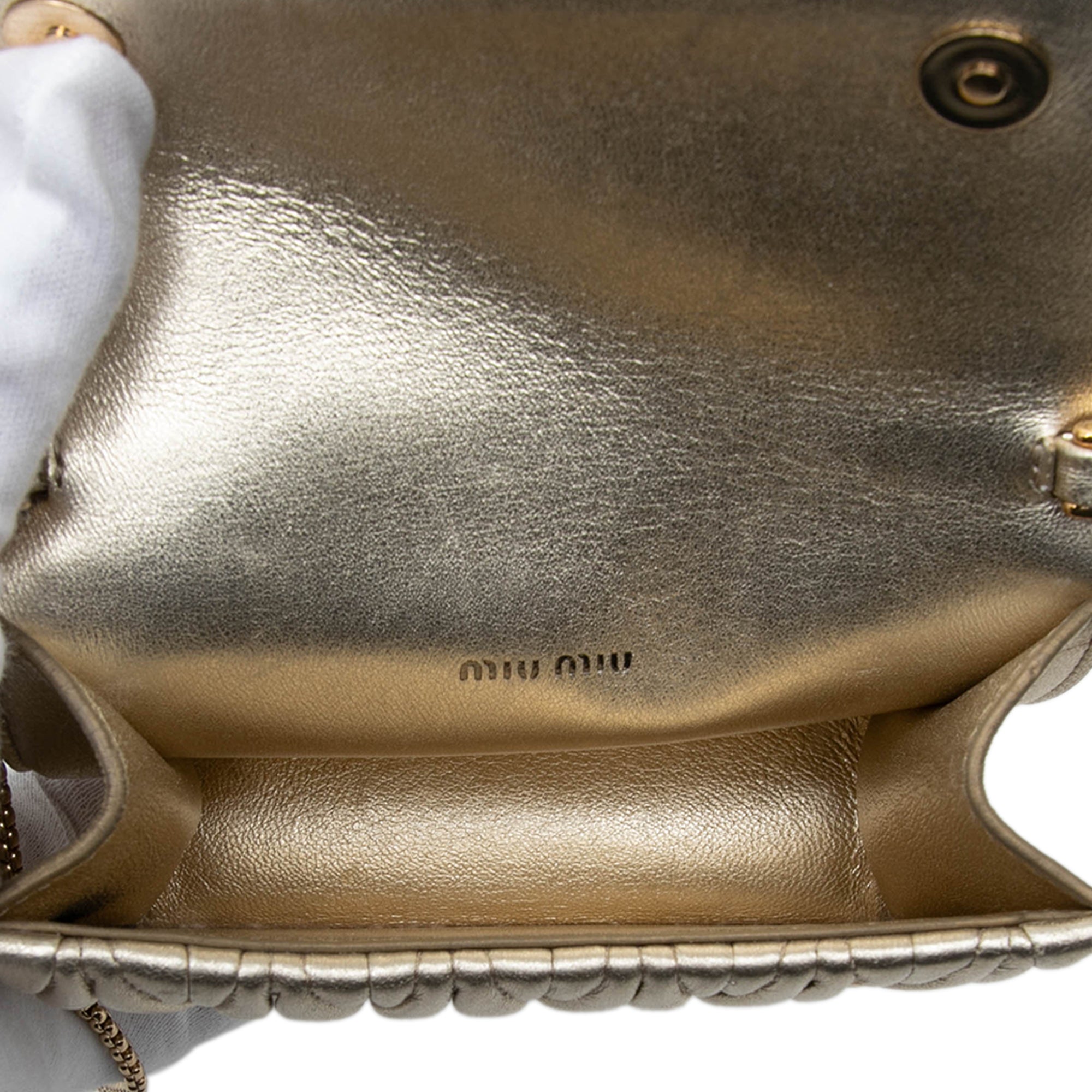 Mini Matelasse Metallic Nappa Crystal Embellished Crossbody Gold - Lab Luxury Resale