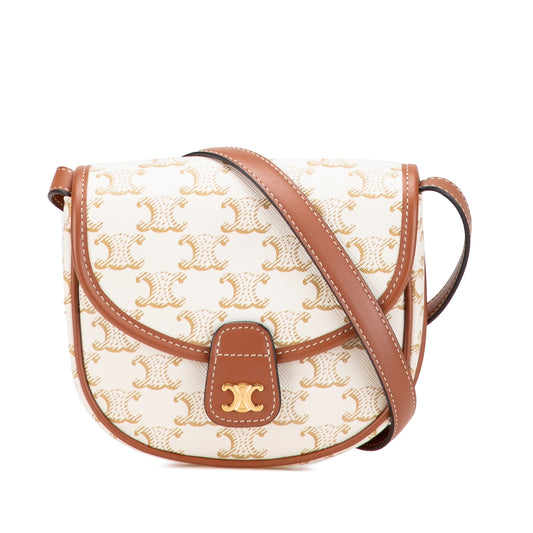 Mini Triomphe Coated Canvas Besace Crossbody Brown - Lab Luxury Resale