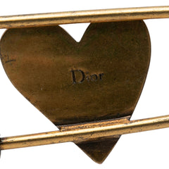 Gold Plated Enamel Heart Safety Pin Brooch Gold - Lab Luxury Resale
