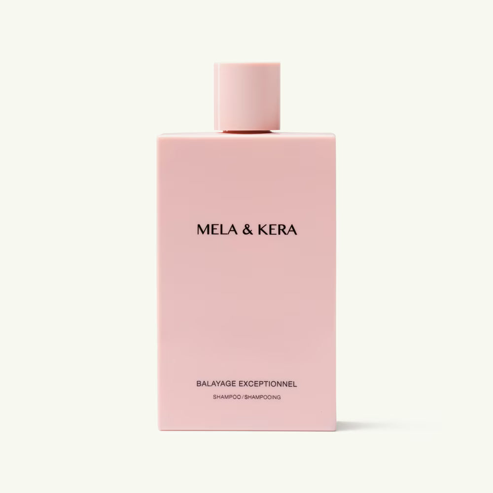 Mela & Kera Balayage Exceptionnel Shampoo 250ml bottle with sleek black and gold packaging