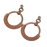 Gold Plated Barenia Loop Earrings Brown - Lab Luxury Resale
