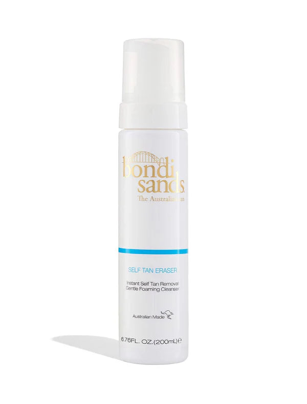 Bondi Sands Self Tan Eraser in 200mL bottle, beauty product for removing self-tan, with clear packaging and branding.