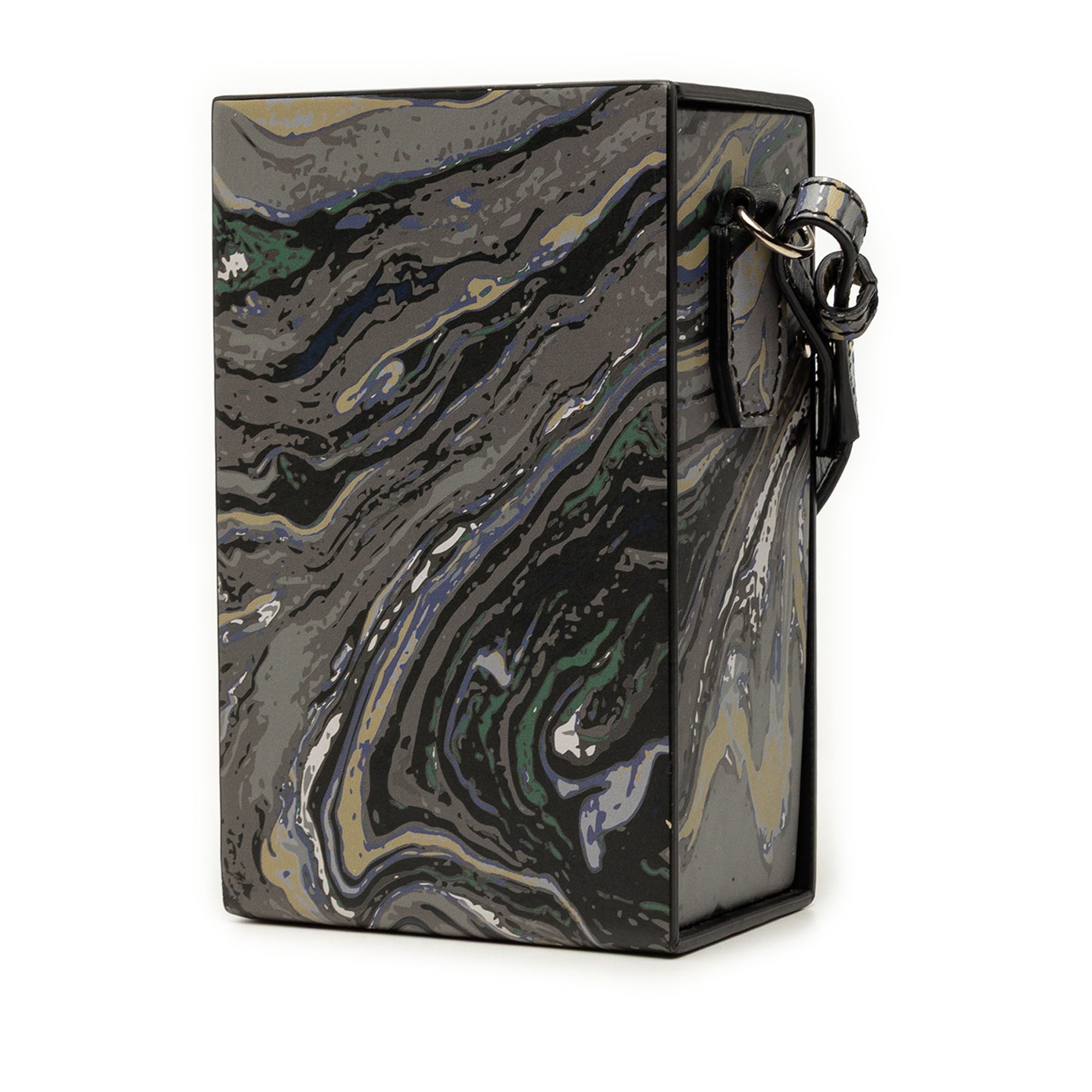 Smooth Calfskin Marble Print Vertical Box Crossbody Gray - Lab Luxury Resale