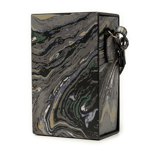 Smooth Calfskin Marble Print Vertical Box Crossbody Gray - Lab Luxury Resale