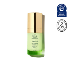 Tata Harper Superkind Bio-Barrier Eye Cream jar with white lid and label, displayed on a neutral background.