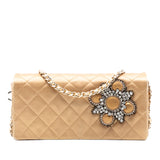 Quilted Satin Crystal Chain Clutch Gold - Lab Luxury Resale