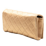 Quilted Satin Crystal Chain Clutch Gold - Lab Luxury Resale
