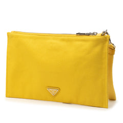 Embossed Logo Canvas Wristlet Clutch Yellow - Lab Luxury Resale