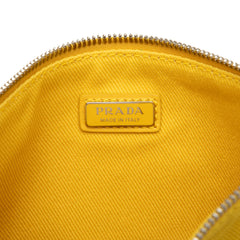 Embossed Logo Canvas Wristlet Clutch Yellow - Lab Luxury Resale