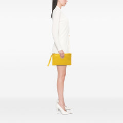 Embossed Logo Canvas Wristlet Clutch Yellow - Lab Luxury Resale