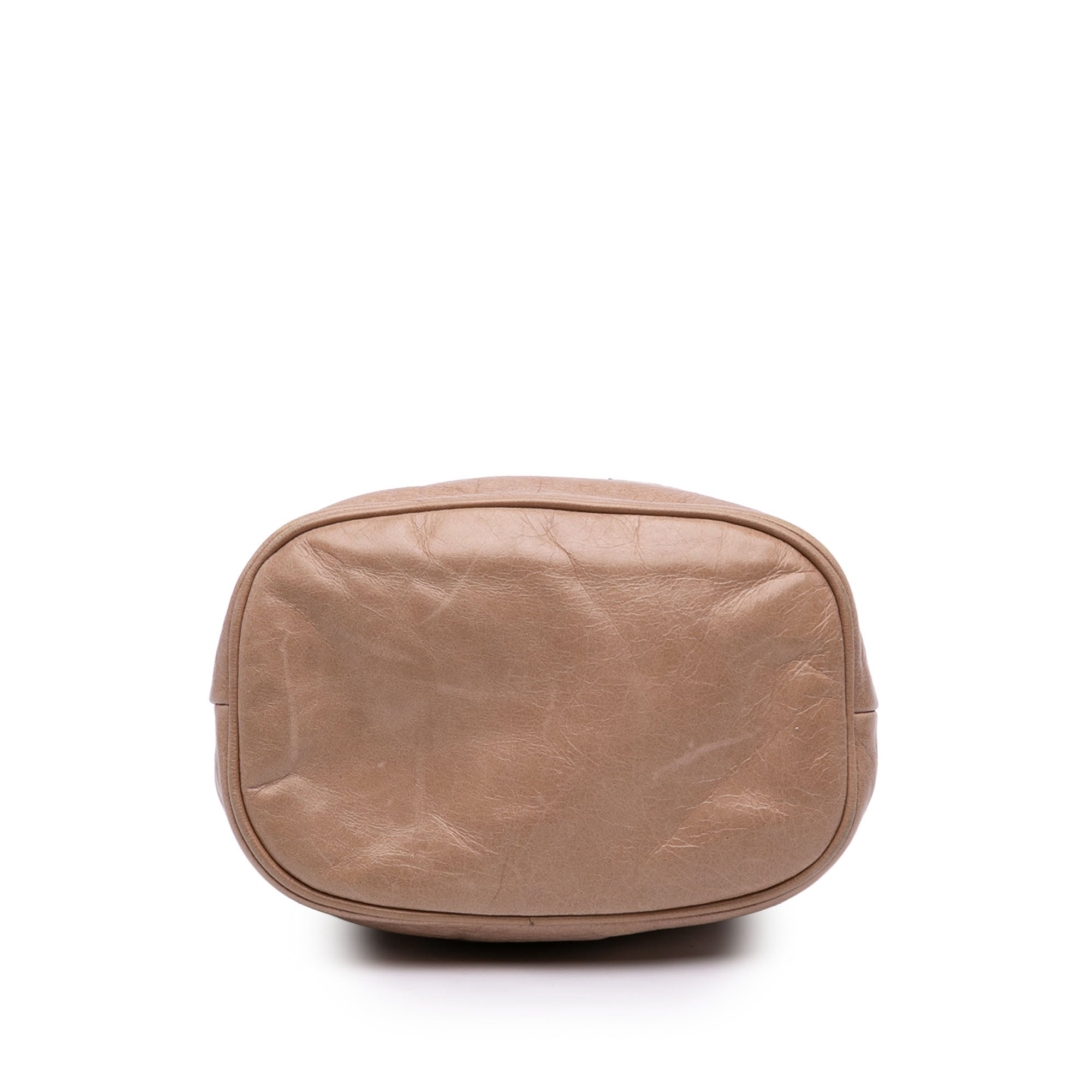 Crinkled Calfskin Bucket Bag Beige - Lab Luxury Resale