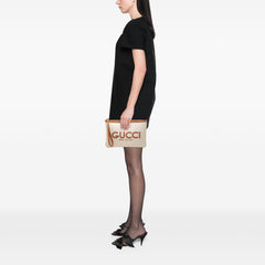 Canvas Logo Clutch Beige - Lab Luxury Resale