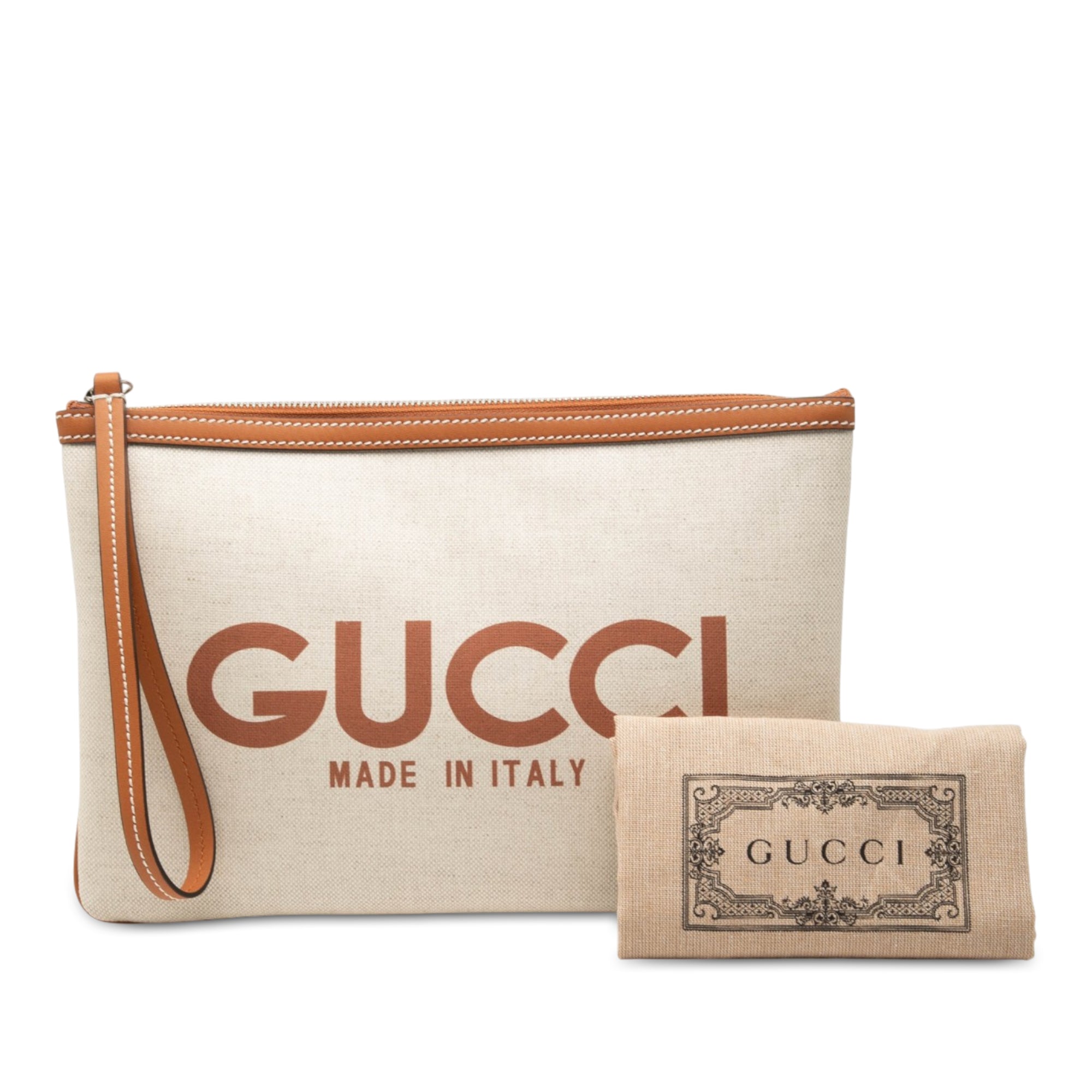Canvas Logo Clutch Beige - Lab Luxury Resale