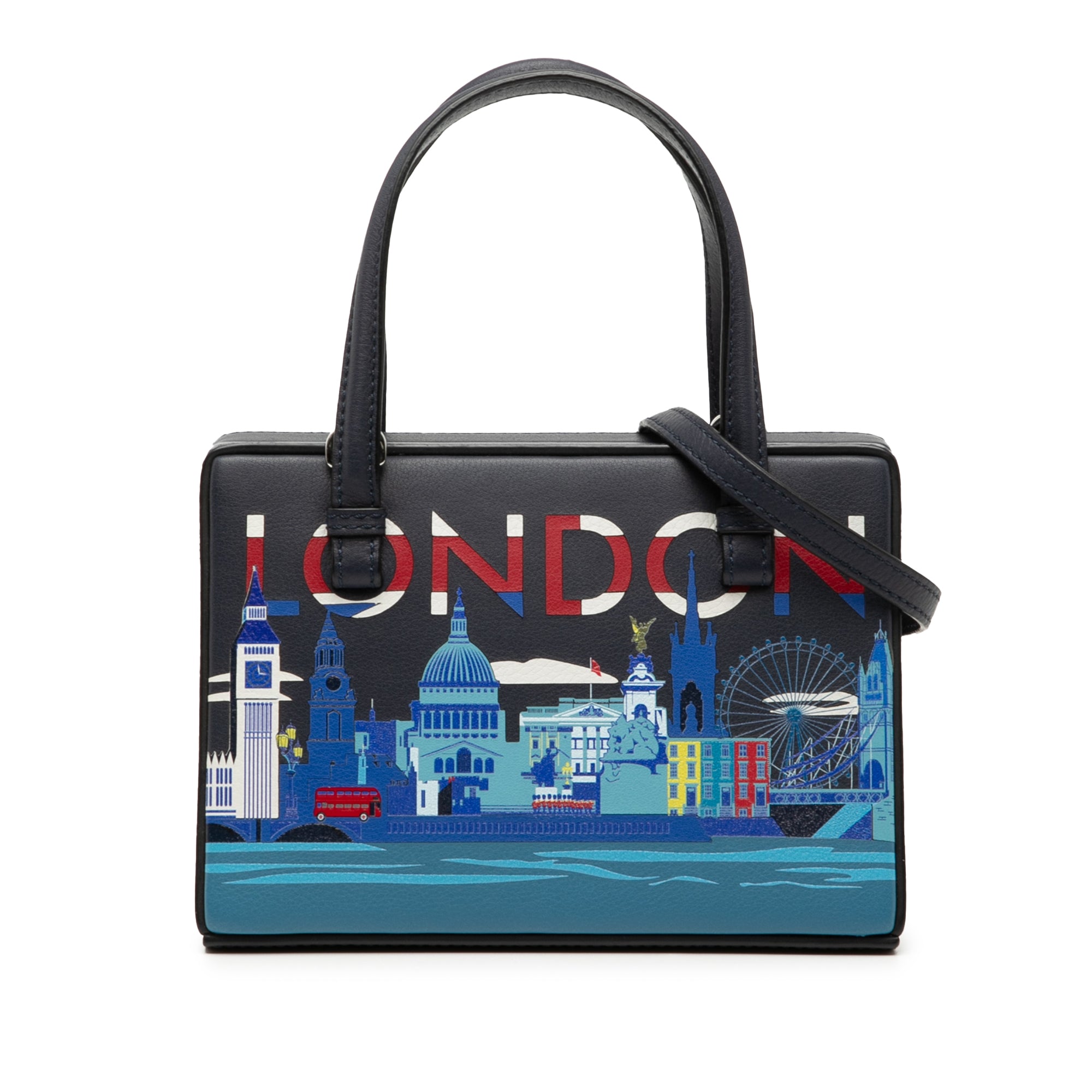 Small Leather London Postal Top Handle Bag Blue - Lab Luxury Resale