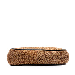 Bottega Veneta pony hair leopard print shoulder bag with sleek design and stylish strap, showcasing luxury craftsmanship.