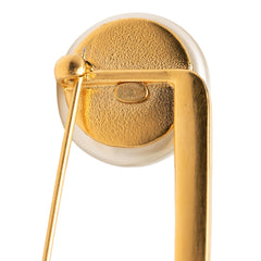 CC Gold Plated Faux Pearl Safety Pin Brooch Gold - Lab Luxury Resale