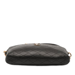 Black Saint Laurent Mini Quilted Lambskin Gaby Zippered Pouch, compact Yves Saint Laurent bag with quilted design and zip closure.