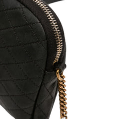 Black Saint Laurent mini quilted lambskin Gaby zippered pouch featuring a sleek design and gold-tone hardware.