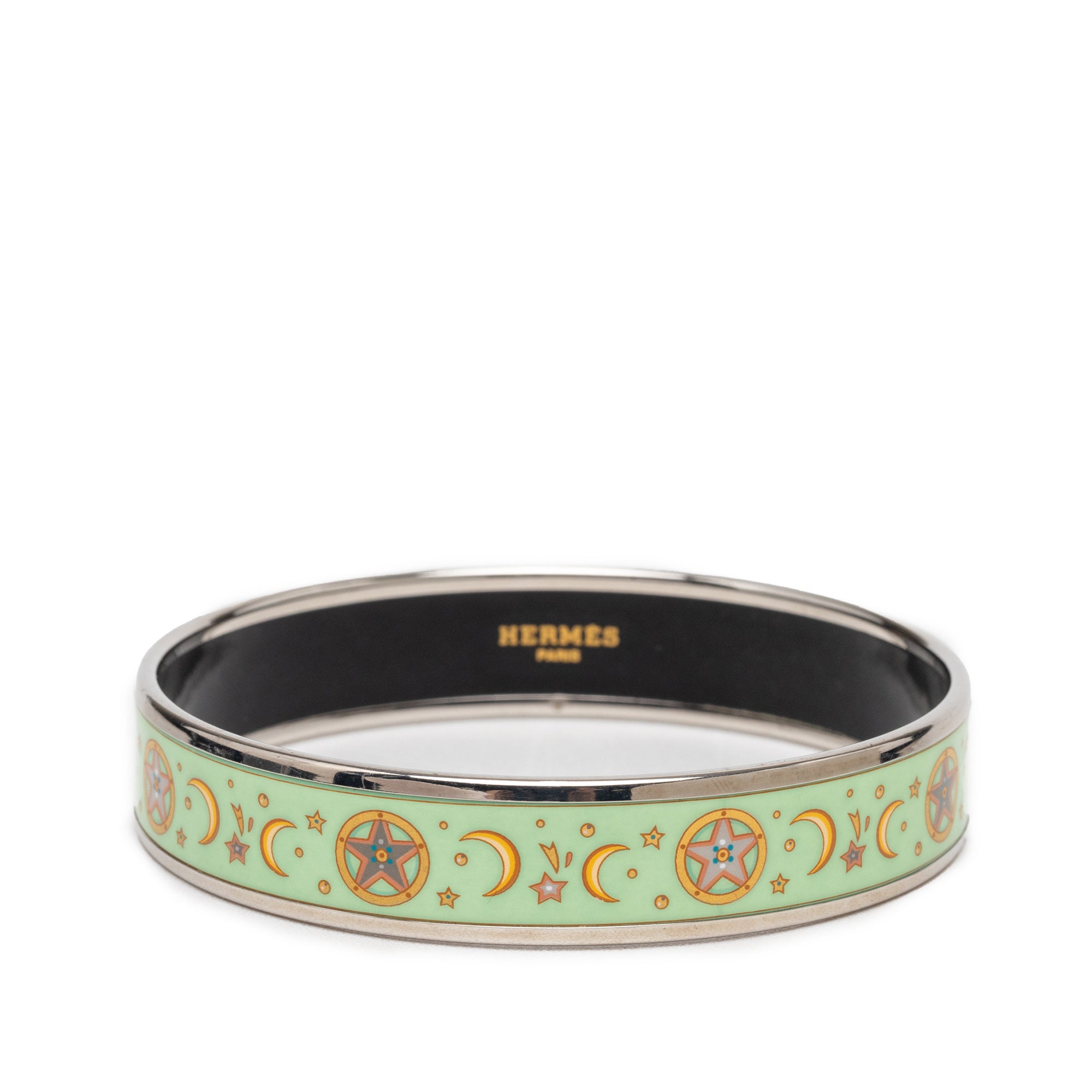Narrow Enamel Moon and Stars Bangle 70 Green - Lab Luxury Resale