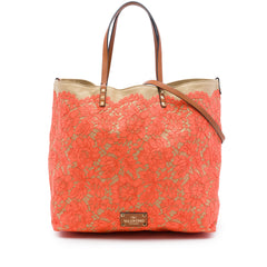 Canvas Rockstud Glam Lace Reversible Tote Orange - Lab Luxury Resale