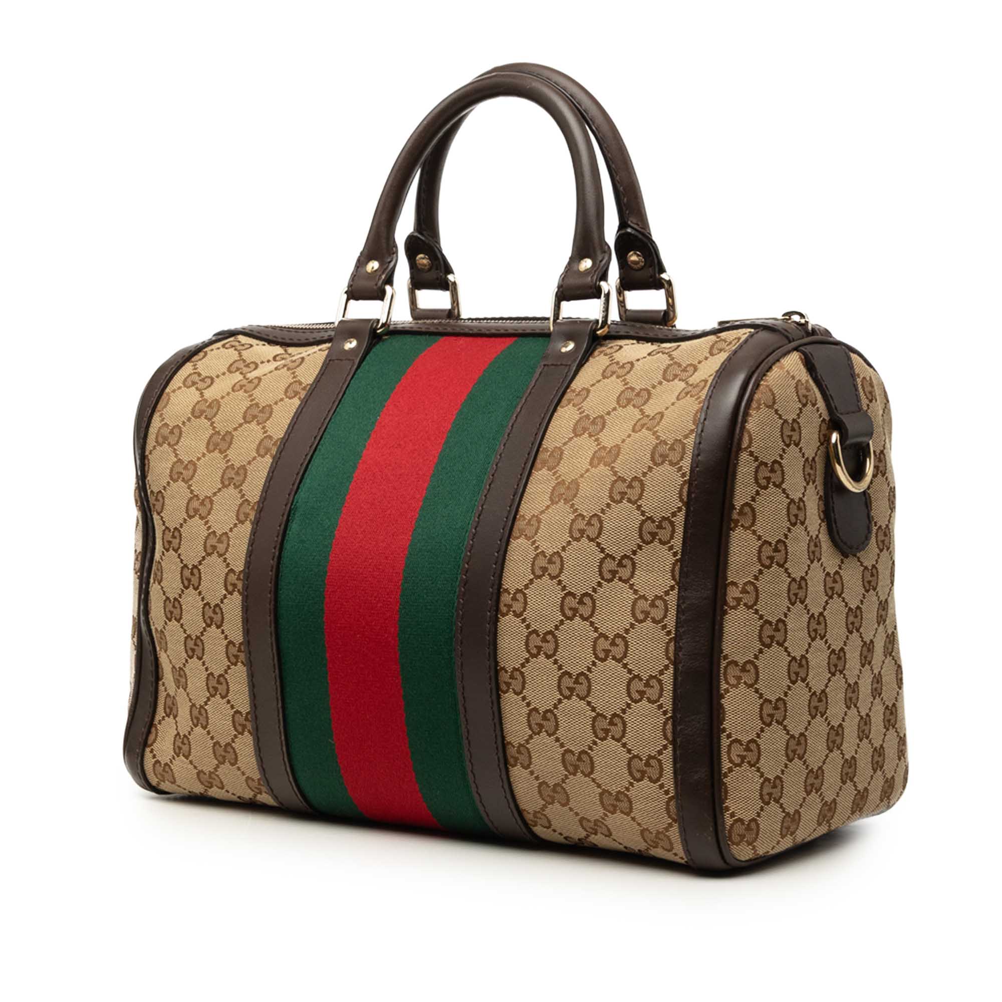Medium GG Canvas Web Joy Boston Bag Beige - Lab Luxury Resale