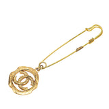 Gold Plated CC Safety Pin Brooch Gold - Lab Luxury Resale
