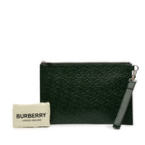 Embossed Leather TB Monogram Clutch Green - Lab Luxury Resale