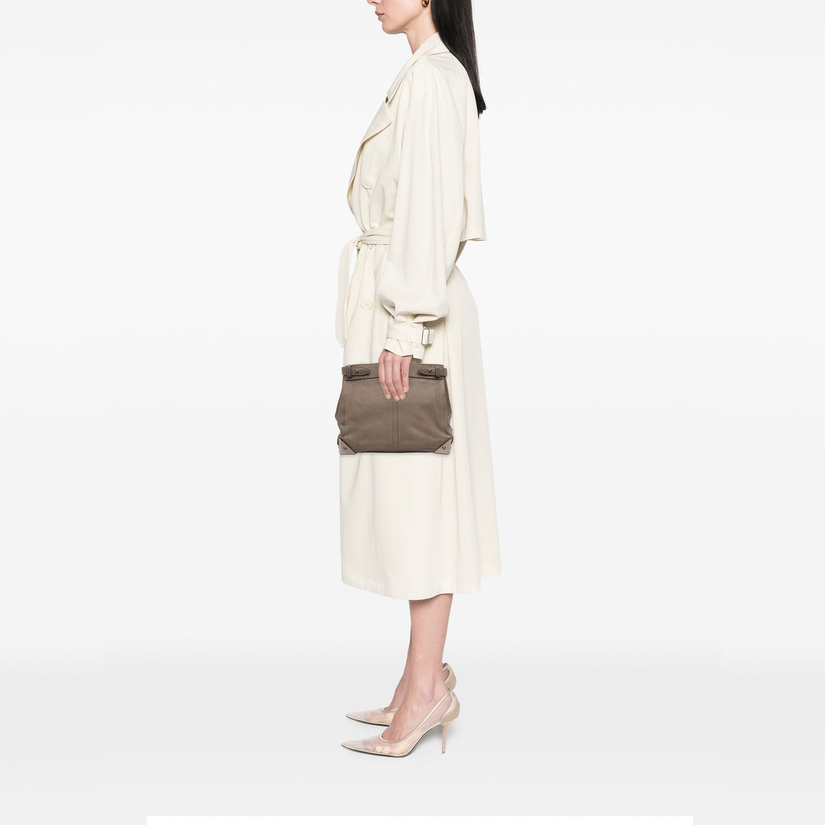 Brown Alexander Wang Leather Fold Over Trunk Adele Clutch bag with sleek design and fold-over flap, perfect for stylish occasions.