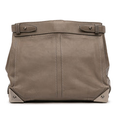 Brown Alexander Wang leather fold-over Adele clutch bag with sleek design and minimalist style.