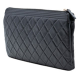 Quilted Lambskin Boy Zip Clutch Black - Lab Luxury Resale