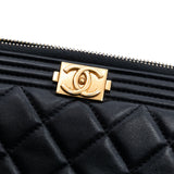 Quilted Lambskin Boy Zip Clutch Black - Lab Luxury Resale