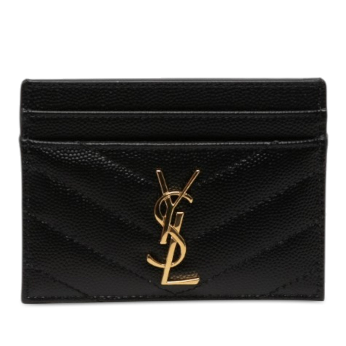 Chevron Grain de Poudre Cassandre Card Holder Black - Lab Luxury Resale