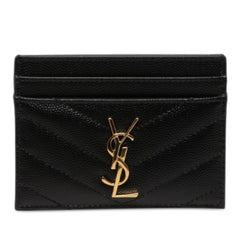 Chevron Grain de Poudre Cassandre Card Holder Black - Lab Luxury Resale
