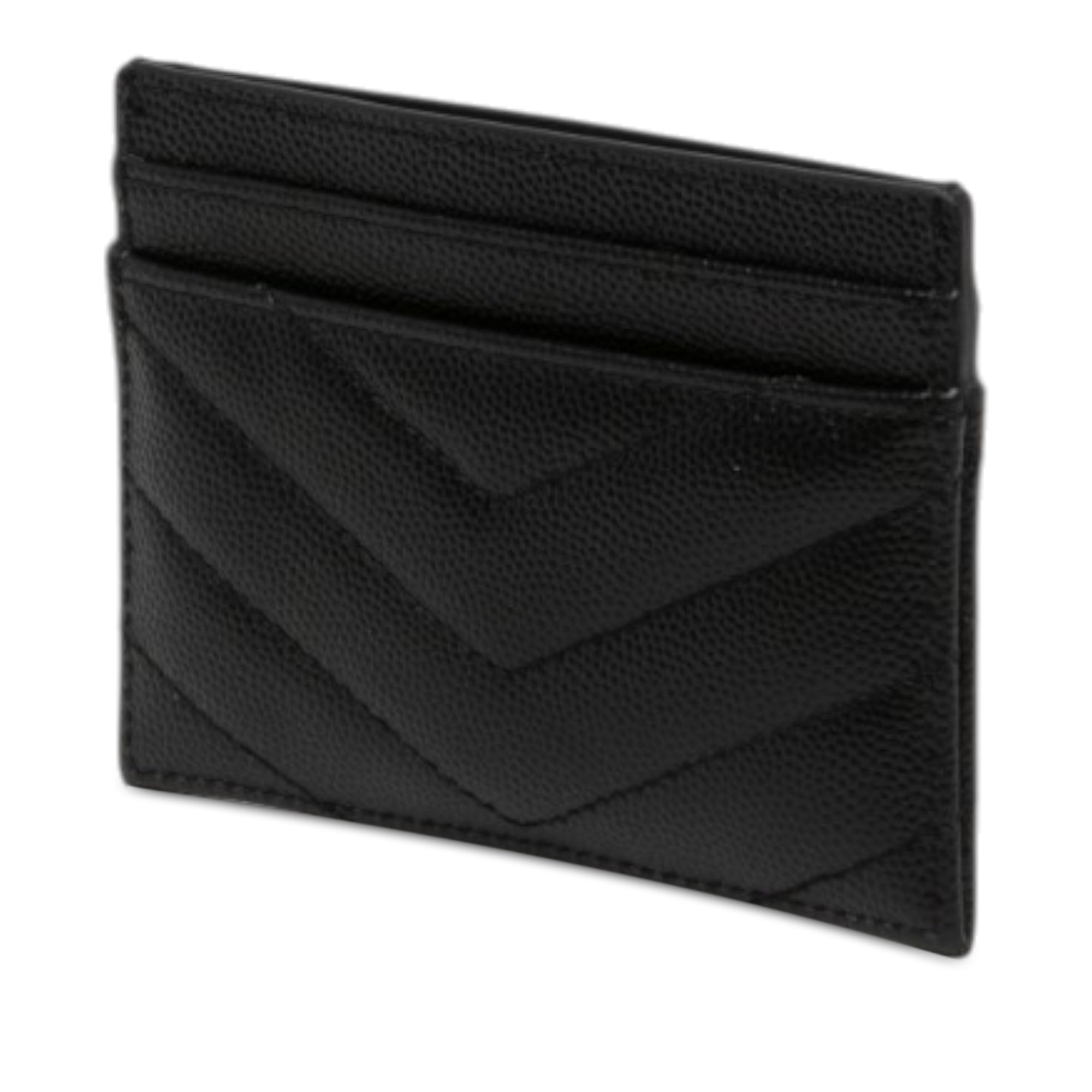 Chevron Grain de Poudre Cassandre Card Holder Black - Lab Luxury Resale