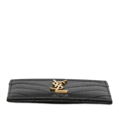 Chevron Grain de Poudre Cassandre Card Holder Black - Lab Luxury Resale