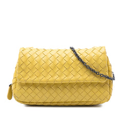 Mini Nappa Intrecciato Expandable Chain Flap Crossbody Yellow - Lab Luxury Resale