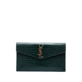 Croc Embossed Leather Uptown Pouch Black - Lab Luxury Resale