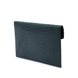 Croc Embossed Leather Uptown Pouch Black - Lab Luxury Resale